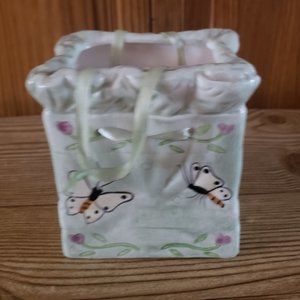 NANTUCKET ceramic butterfly white shopping bag w/handles